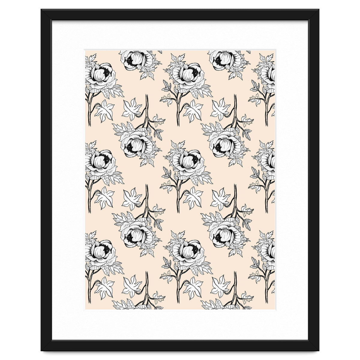 Drawing pattern of roses to pencil on beige