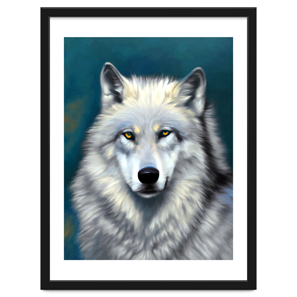 The Wolf, Animal Portrait Painting, Wildlife Forest Jungle Dog, Mystery Eclectic Rustic