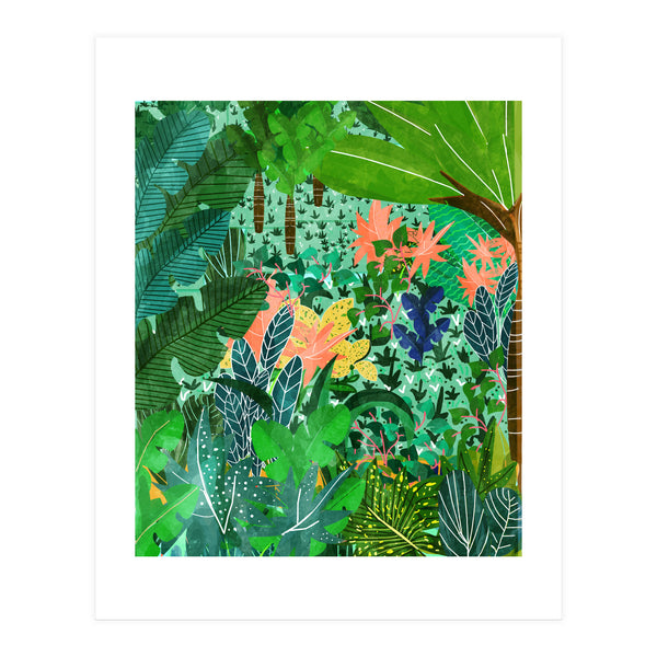 Dense Forest | Colorful Jungle Botanical Nature | Eclectic Bohemian Watercolor Maximalist Painting (Print Only)