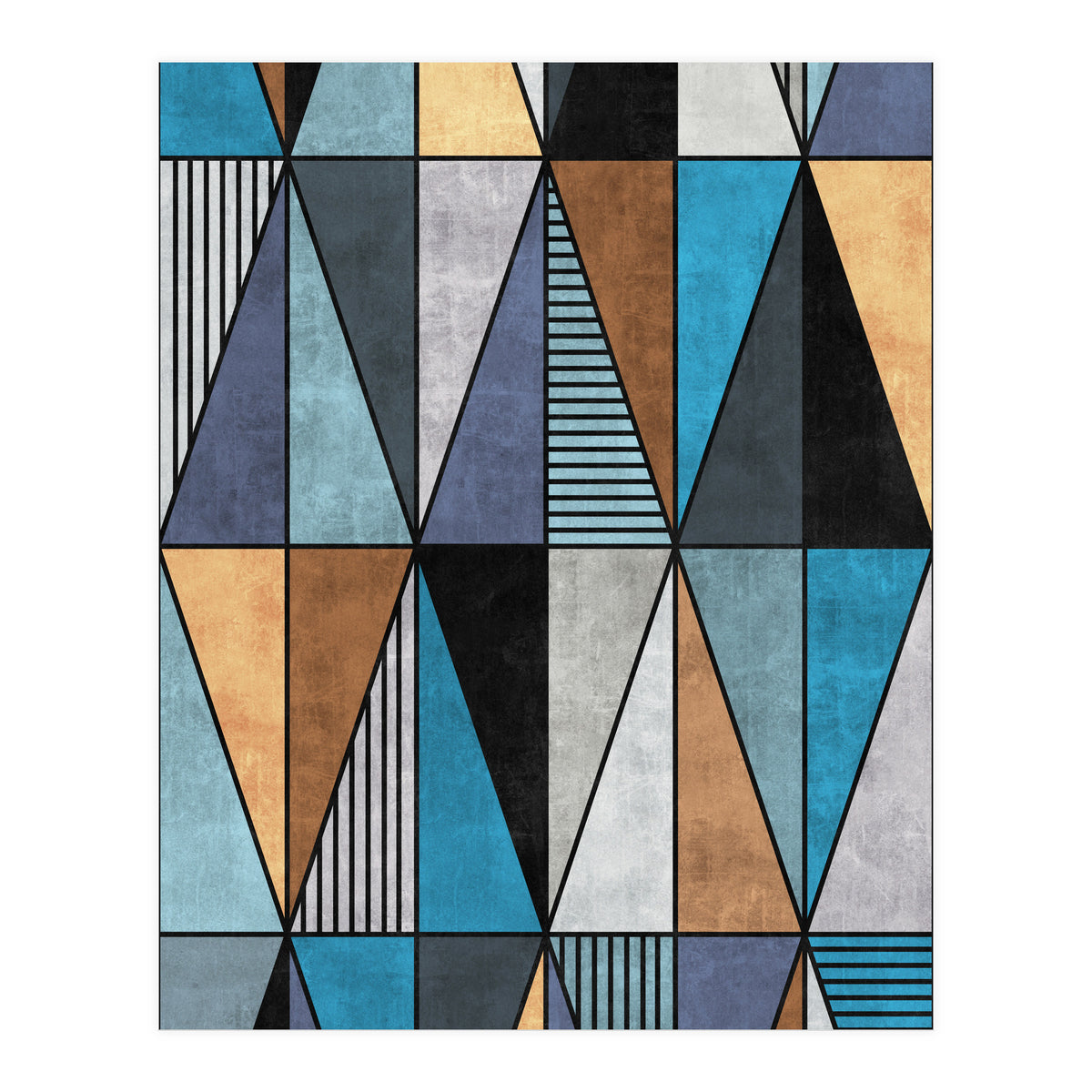 Colorful Concrete Triangles - Blue, Grey, Brown (Print Only)