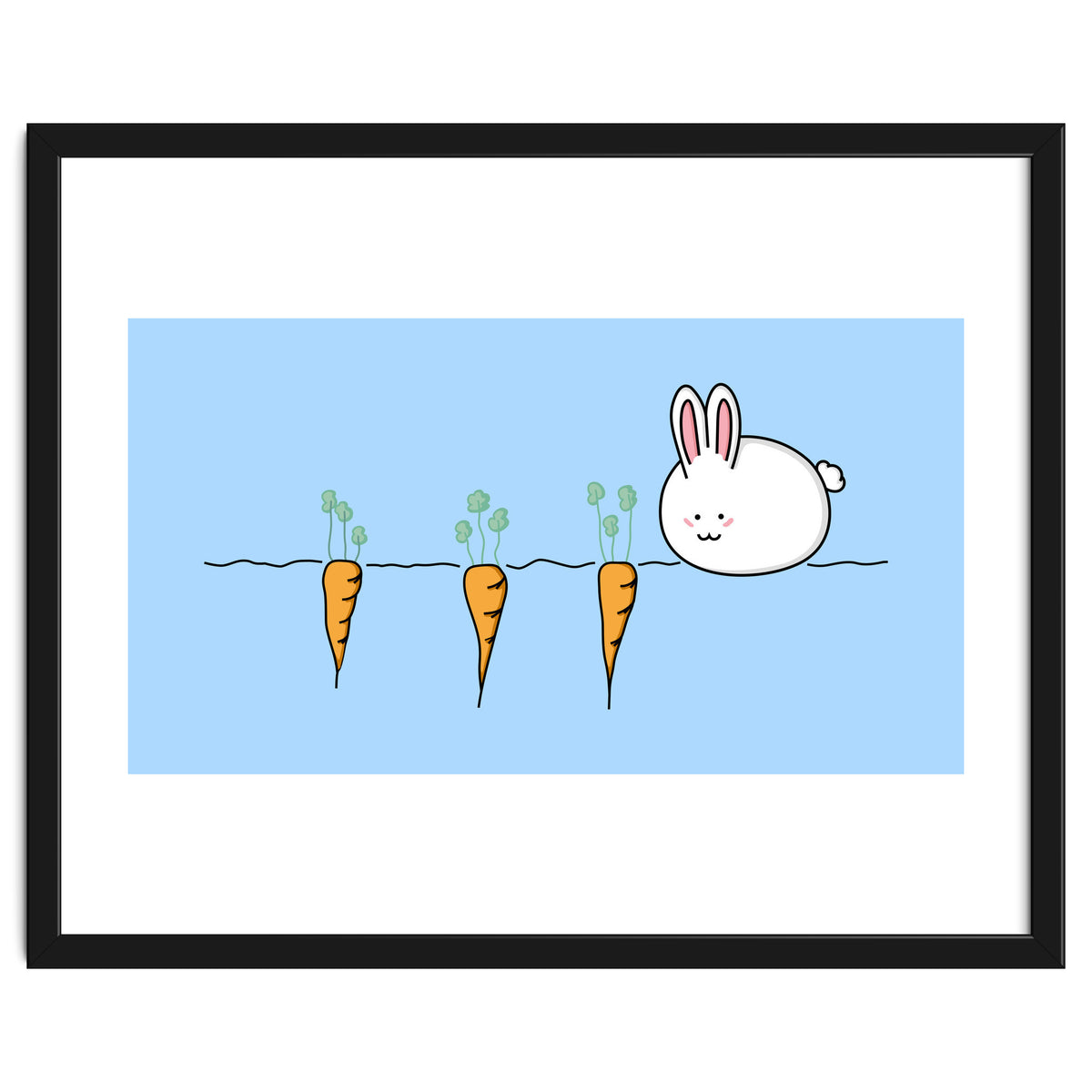 Kawaii Cute Rabbit With Carrots