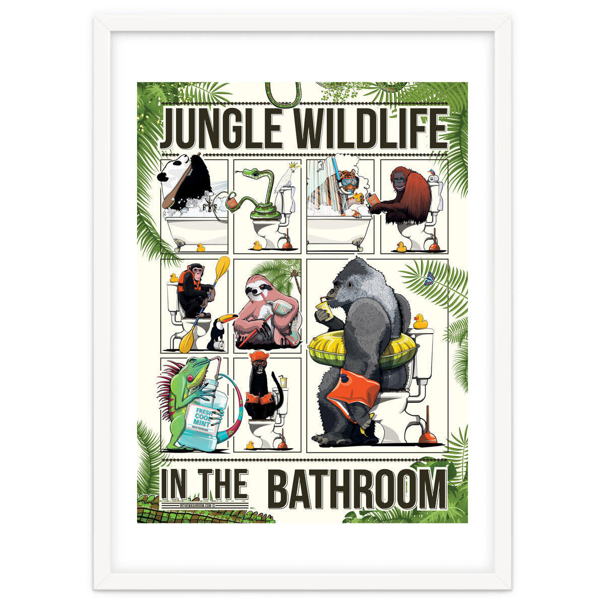 Jungle Wildlife in the Bathroom, funny toilet humour