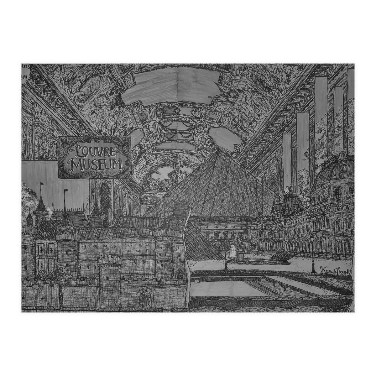 Louvre Museum B&W (Print Only)