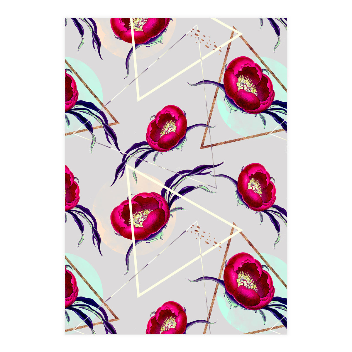 Flowery blooming with geometric II  (Print Only)