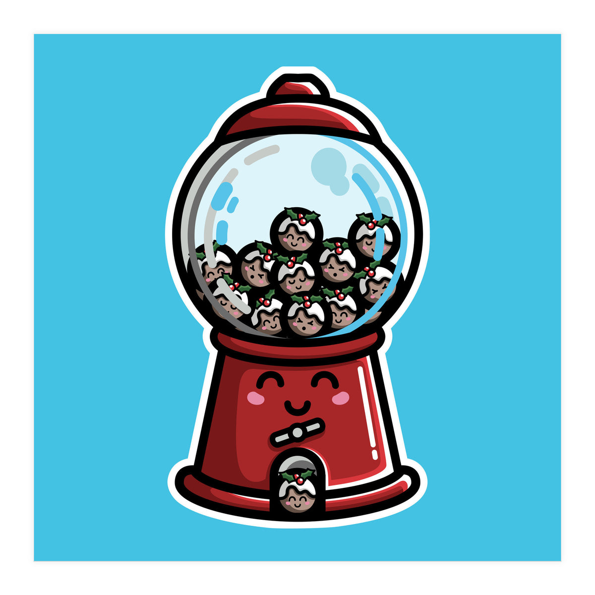 Kawaii Cute Christmas Pudding Gumball Machine (Print Only)