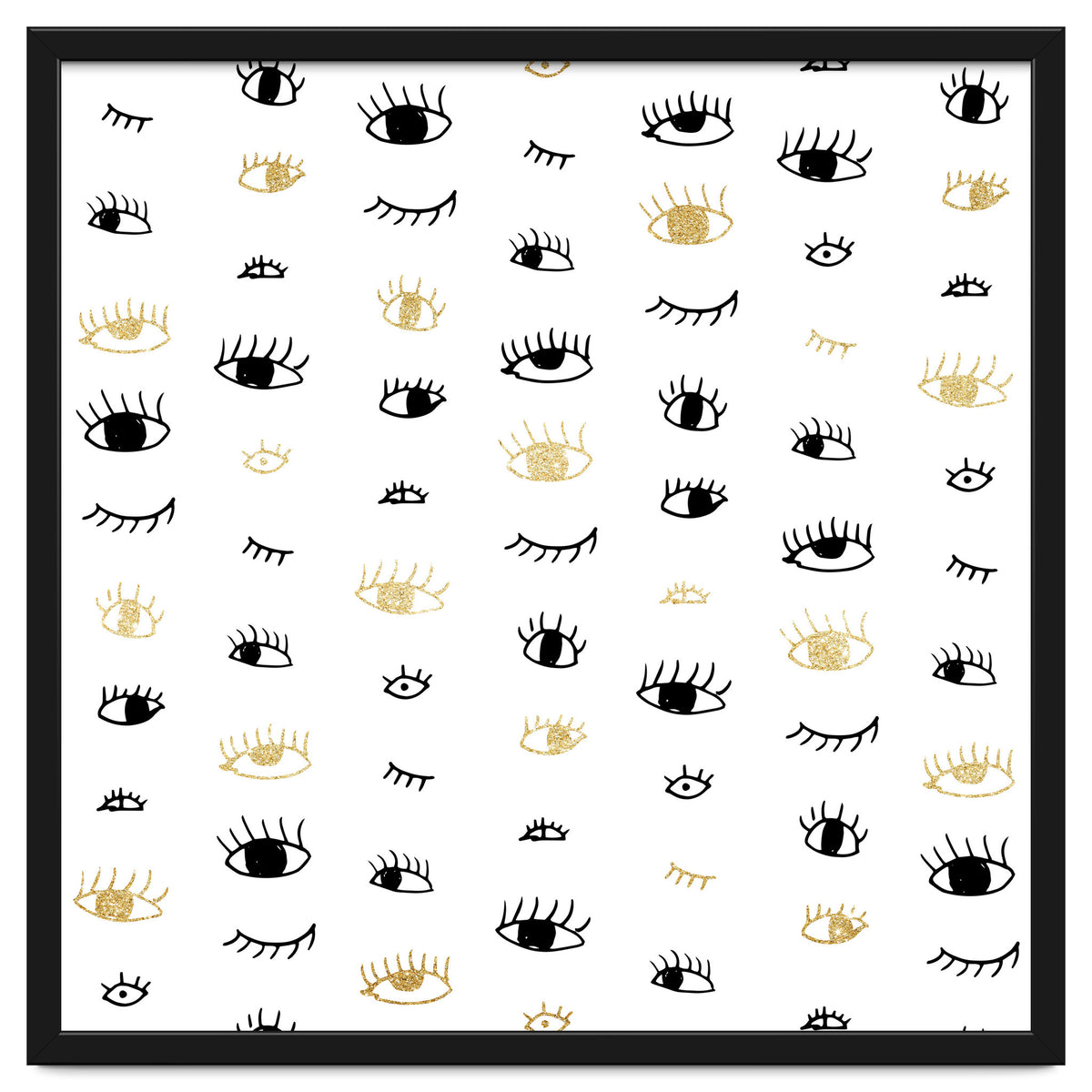 Gold and black eyes and lashes pattern