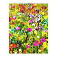 Meadow Flowers, Botanical Nature Landscape Painting (Print Only)