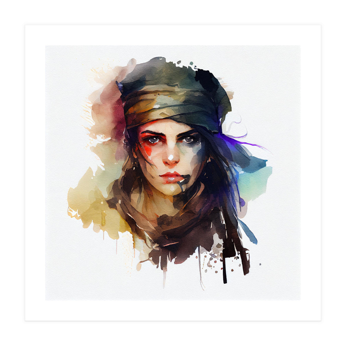 Watercolor Pirate Woman #1 (Print Only)