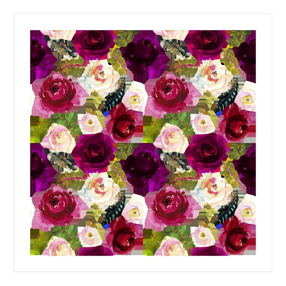 Water Colour Rose Pattern (Print Only)