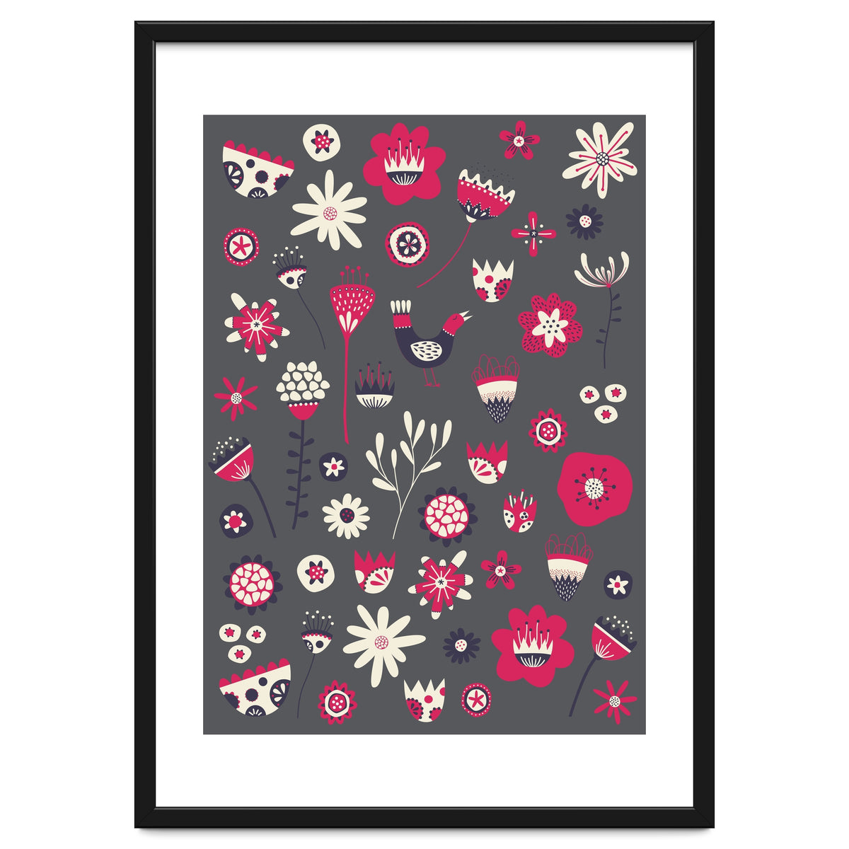 Spring Folk Floral Grey