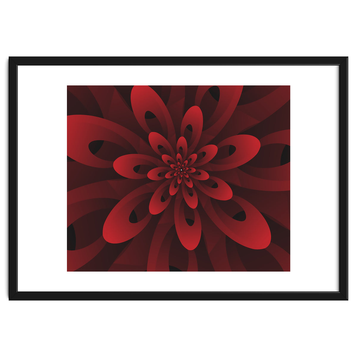 Abstract Digital Modern Red Floral 3D ART