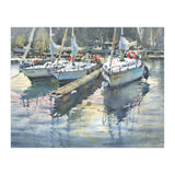 Yachts in the port. Watercolor painting (Print Only) thumbnail