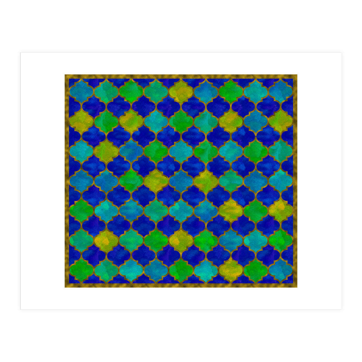 Ocean Breeze - Watercolor Moroccan Lattice (Print Only)
