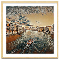 Boat In Venice`s Water Italian Tour Vintage