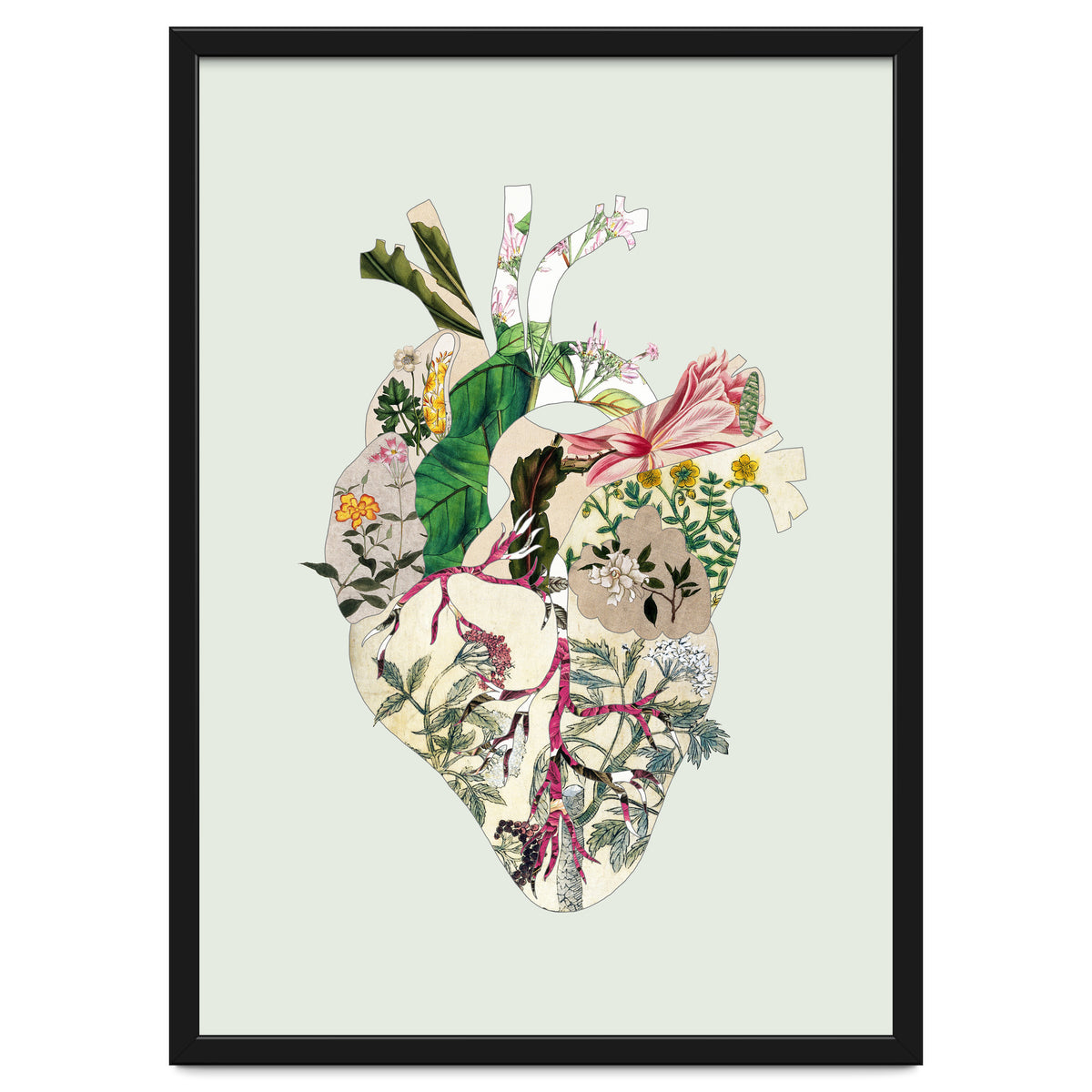 Vintage Botanical Heart - Green