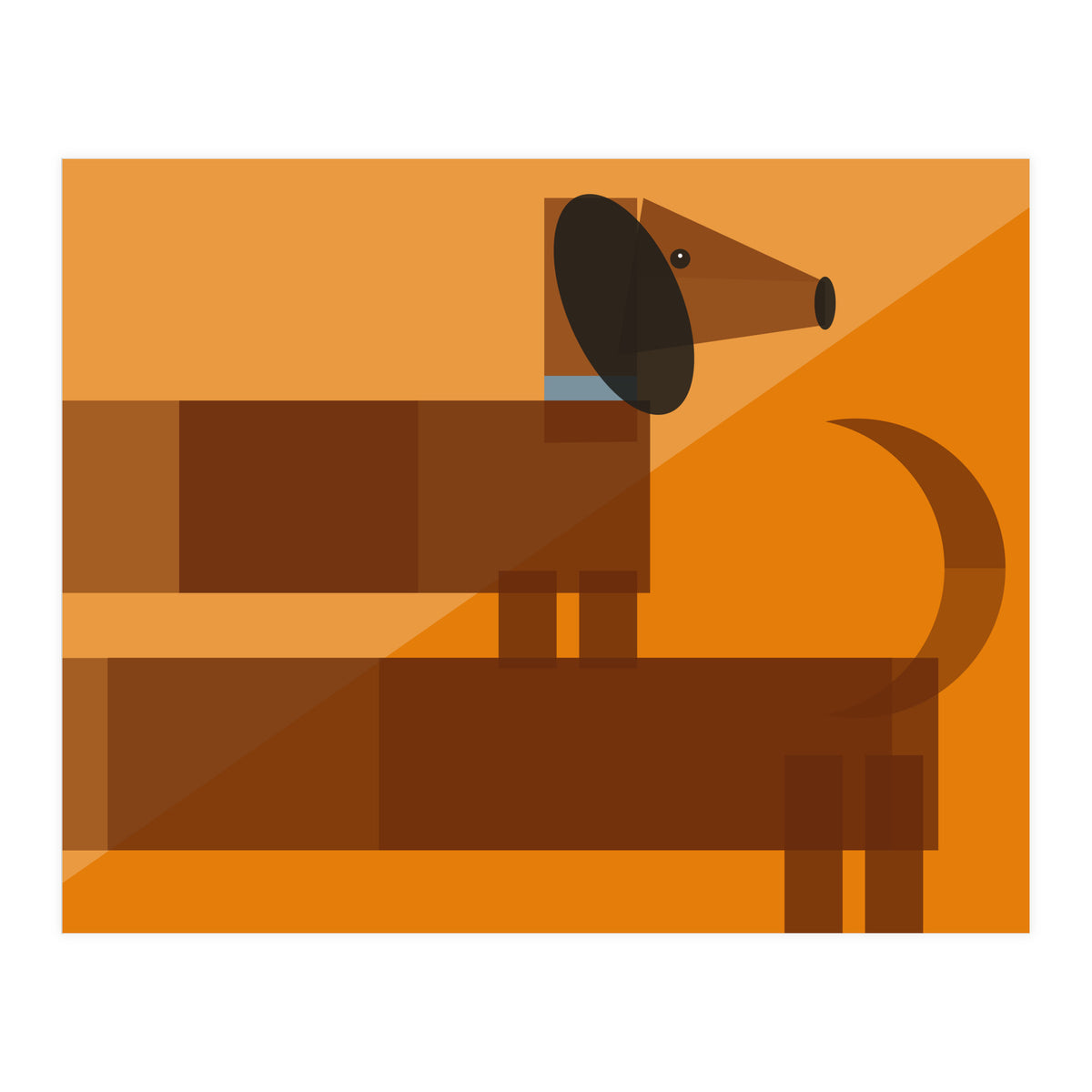 Mid Century Geometric Sausage Dog Dachshund (Print Only)