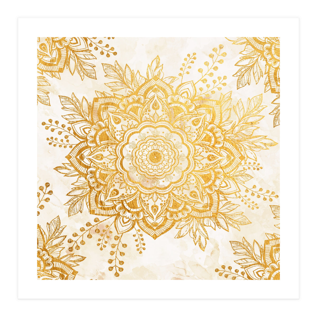 Queen Starring of Mandala-Gold Sunflower I (Print Only)