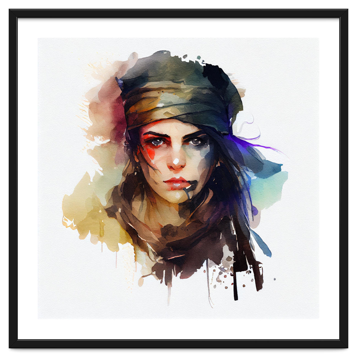 Watercolor Pirate Woman #1