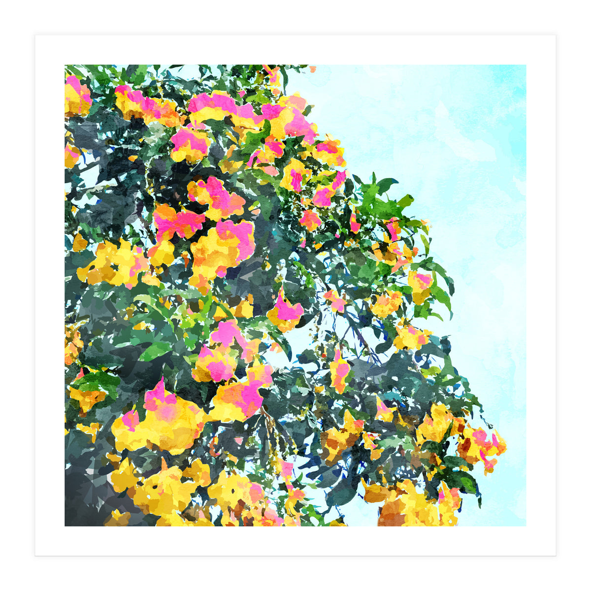 Summer Bougainvillea Watercolor Painting (Print Only)