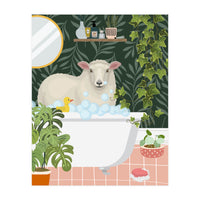 Sheep in Botanical Bathroom (Print Only)