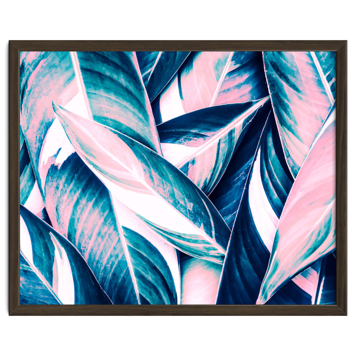 Botanical leaf pink and blue