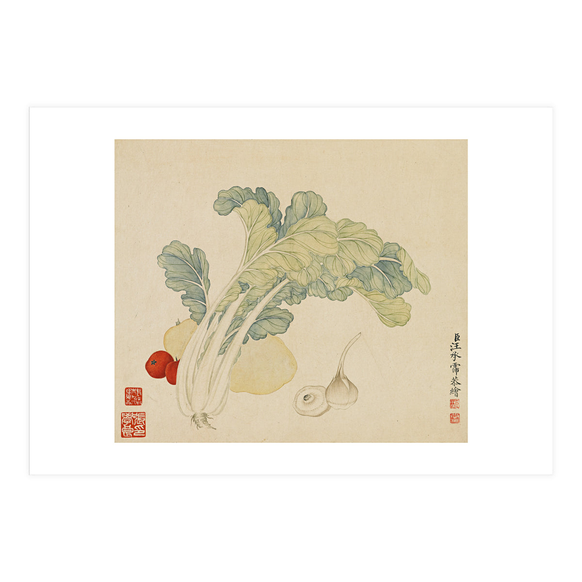 Wang Chengyu ~flowers, Vegetables, Chinese Cabbage, Potatoes, Garlic, Tomatoes, Vegetables (Print Only)