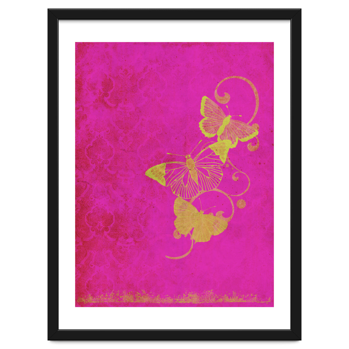 Yellow Butterflies on Pink