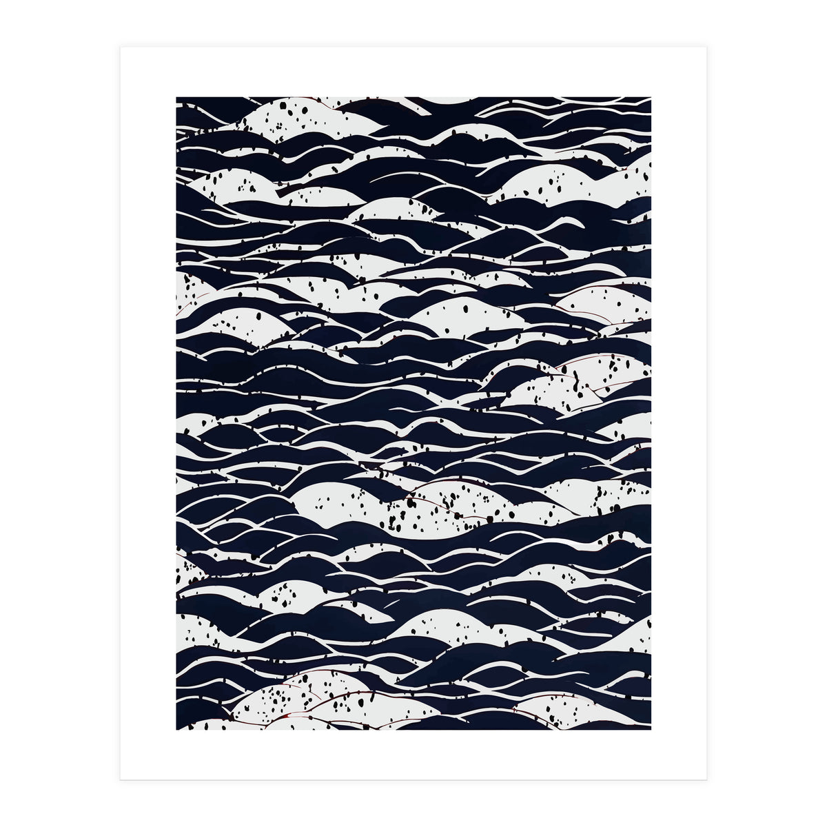 Rain, Abstract Storm Black & White, Monochromatic Line Art Sketch, Simple Eclectic Painting (Print Only)