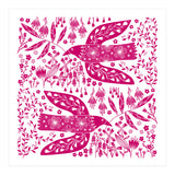 Doves And Flowers Magenta Pink (Print Only) thumbnail