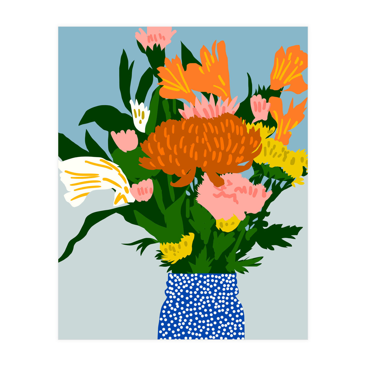 Potted Happiness | Flower Pot Botanical Floral Still Life | Eclectic Plants Modern Bohemian Décor (Print Only)