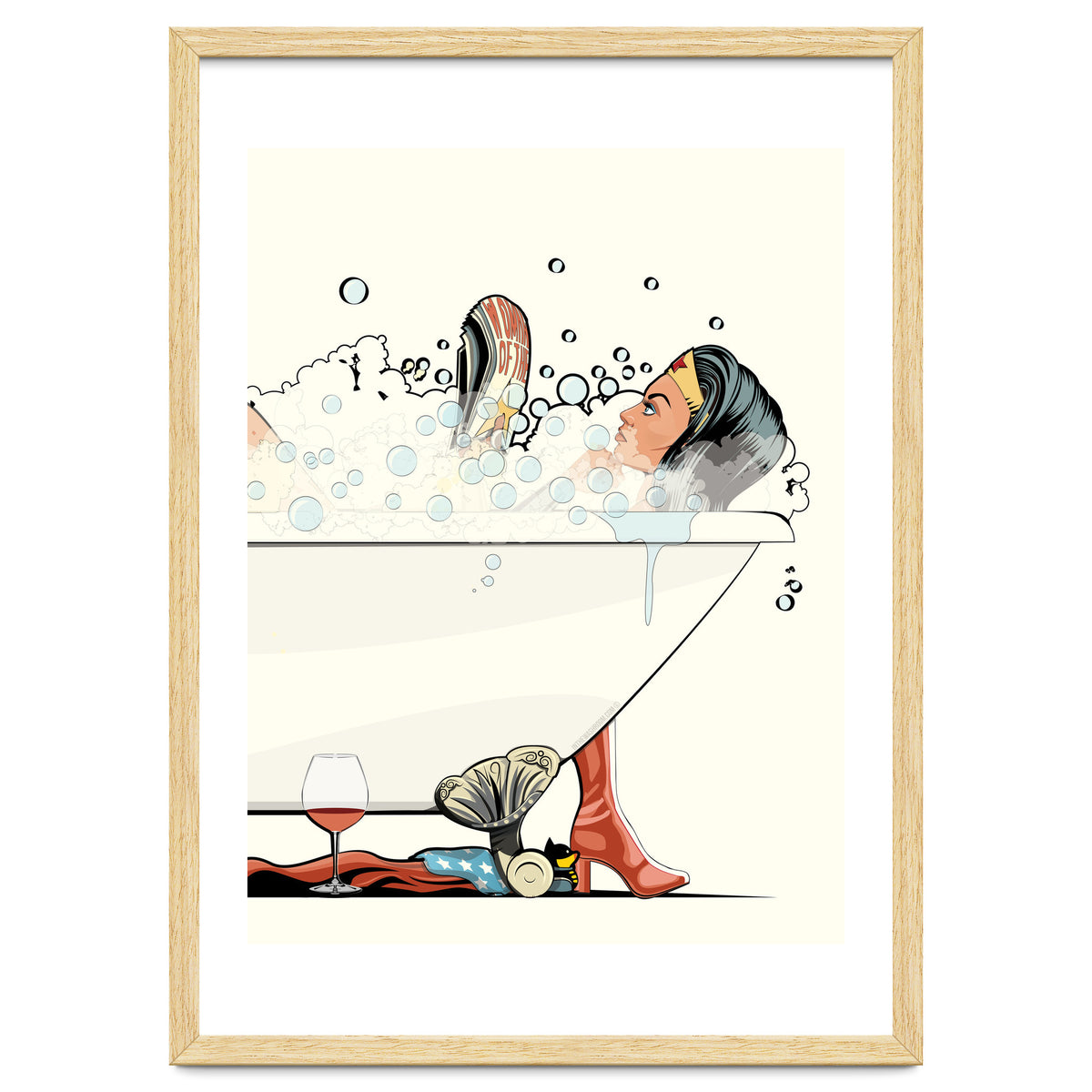 Wonder Woman in the Bath, funny Bathroom Humour
