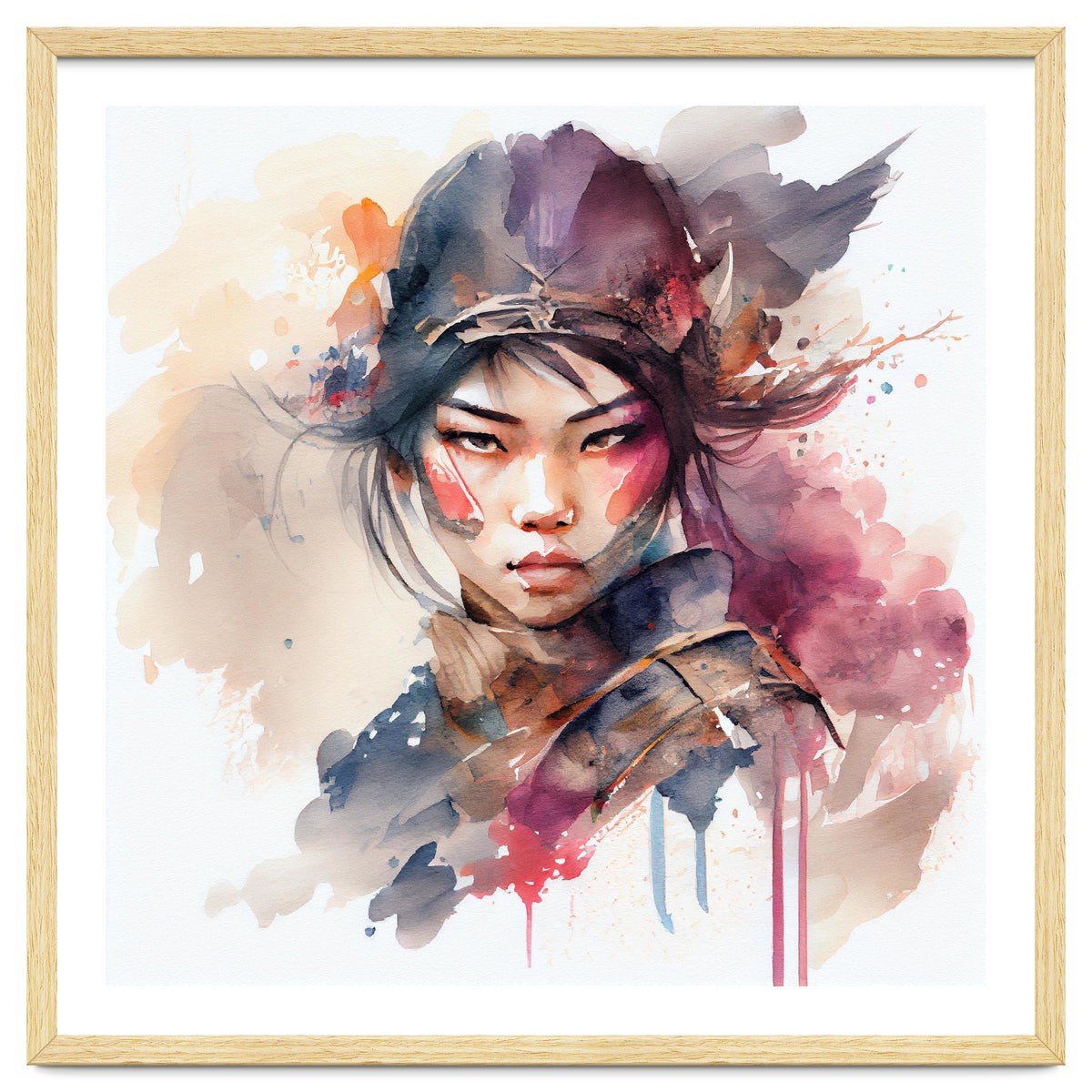 Watercolor Asian Warrior Woman #3