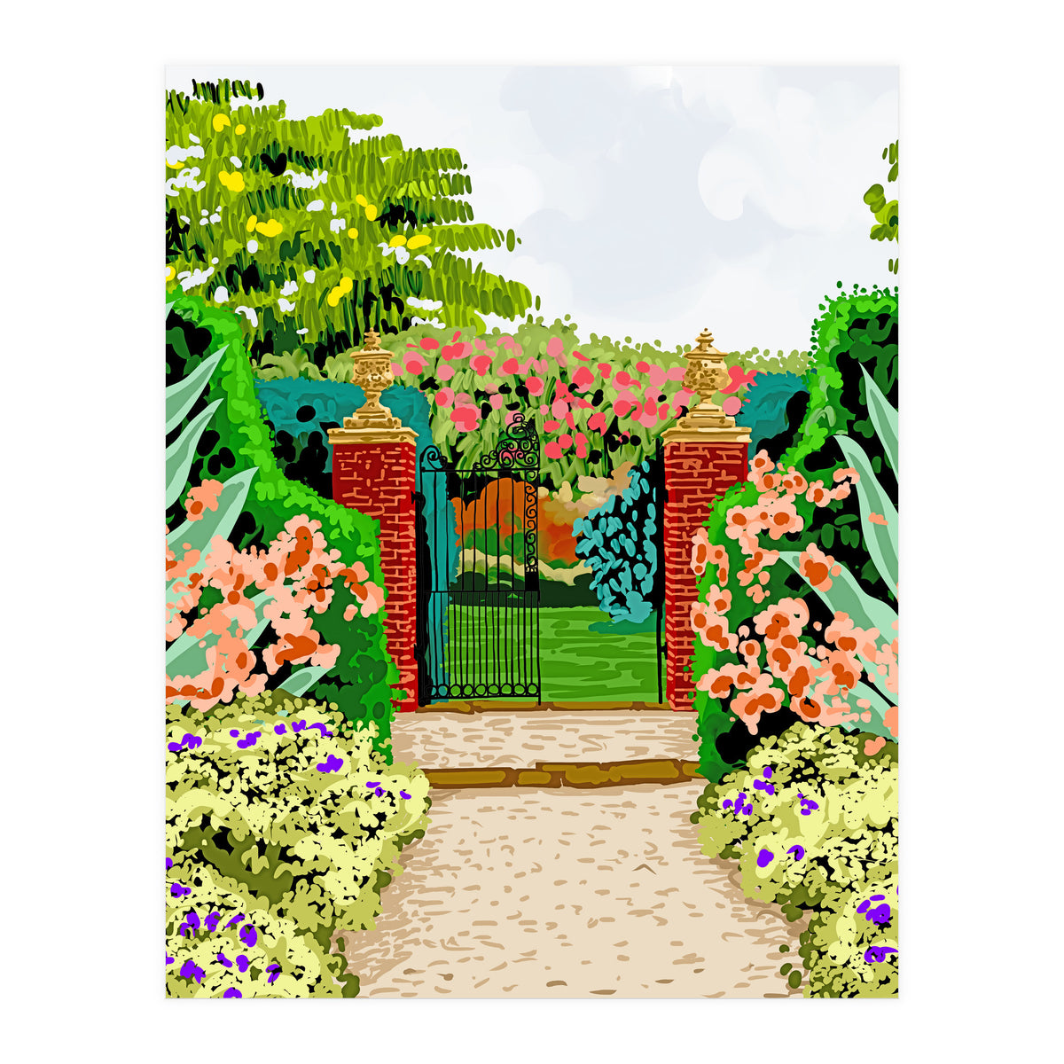 Gated Garden, Nature Landscape Painting (Print Only)