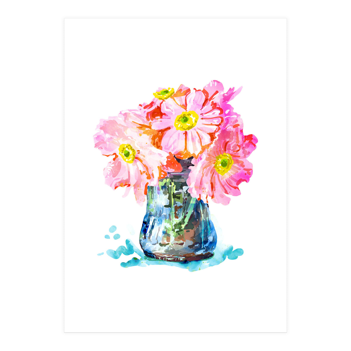 Watercolor Flower Pot (Print Only)