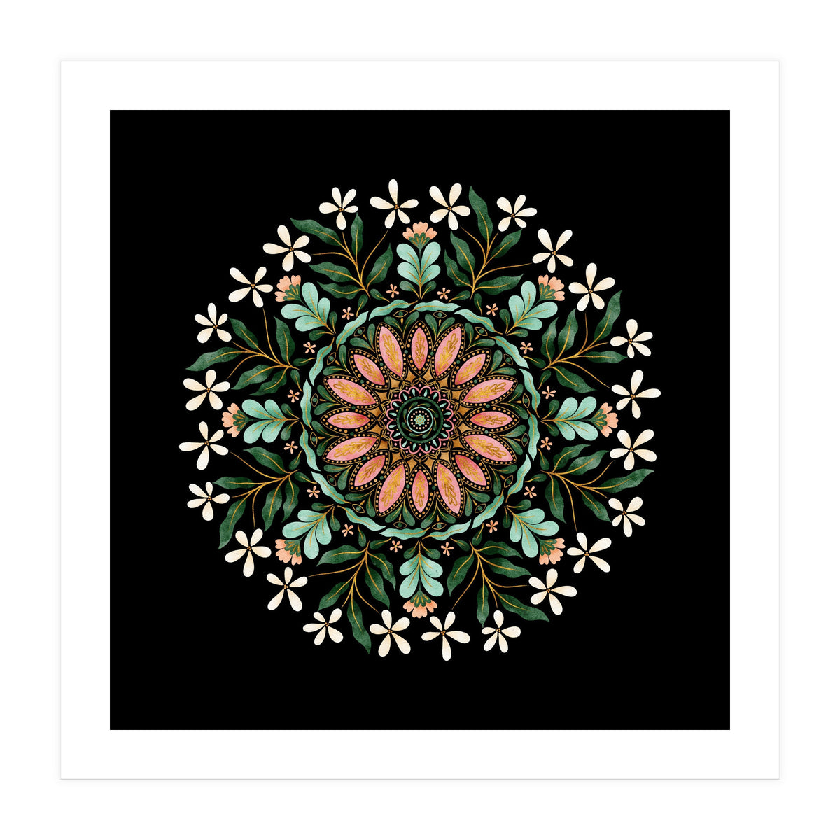 Floral Mandala | Black (Print Only)