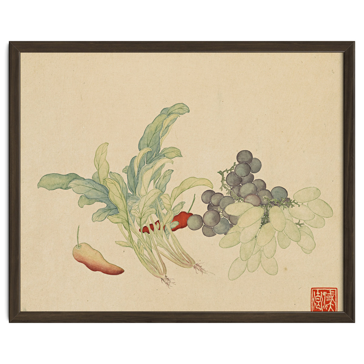 Wang Chengyu ~ Flowers And Vegetables, Vegetables, Fruits, Peppers, Millet Hot, Grapes, Spinach