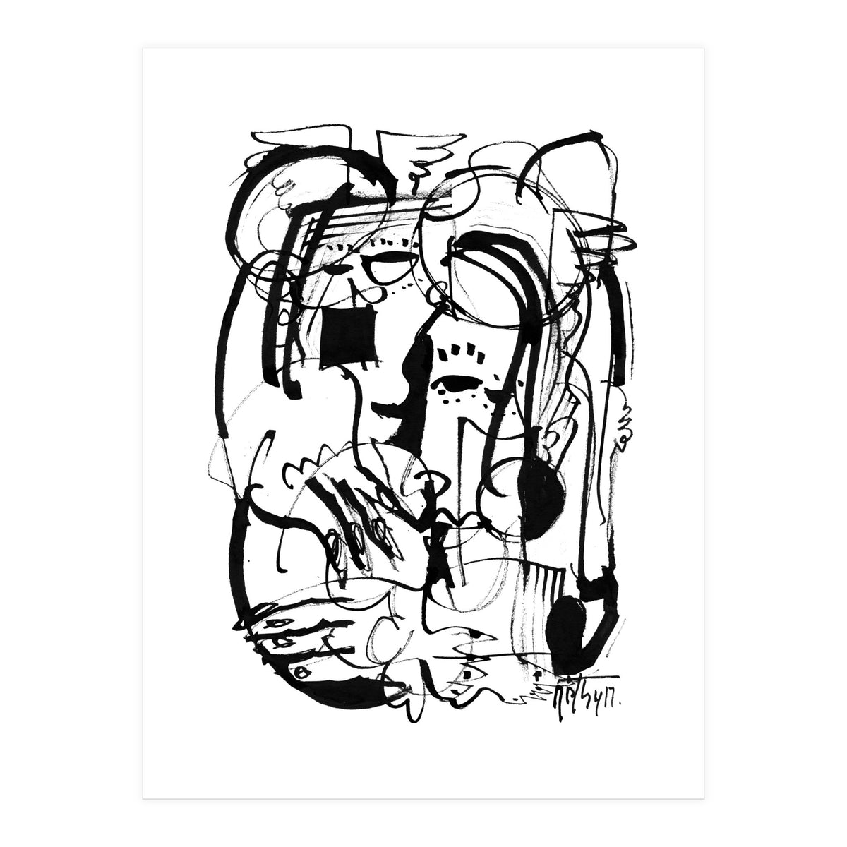 Two Shy Angels - b&w (Print Only)