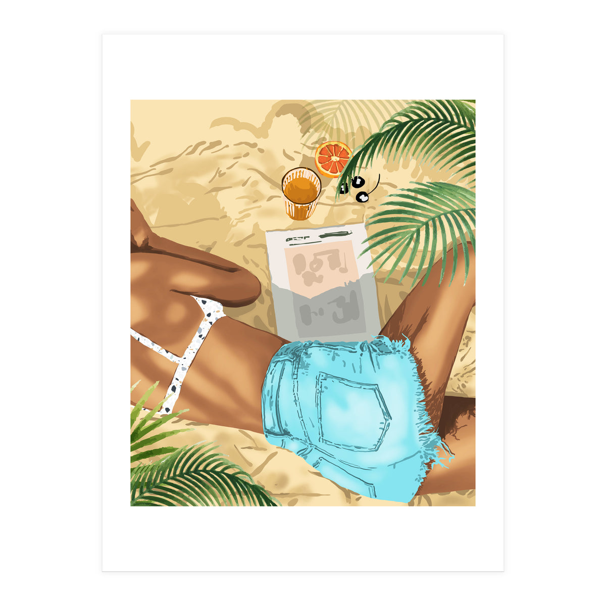 Keep Palm & Carry On Wall Art | Tropical Beach Bikini Fashion Travel Chai (Print Only)