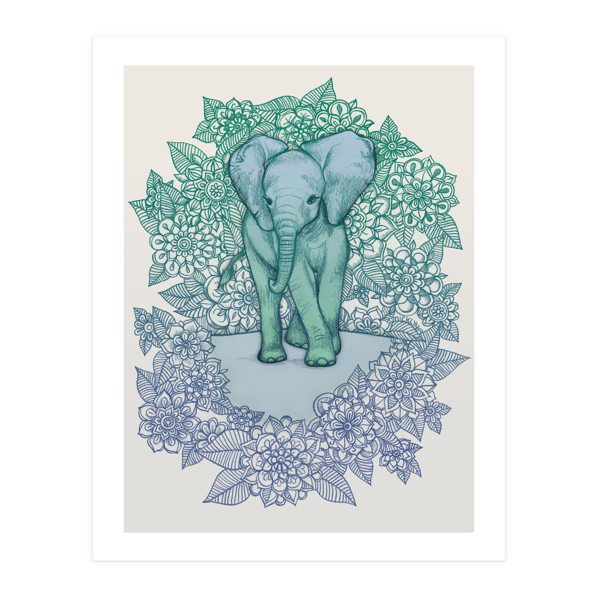 Emerald Elephant in the Lilac Evening (Print Only)