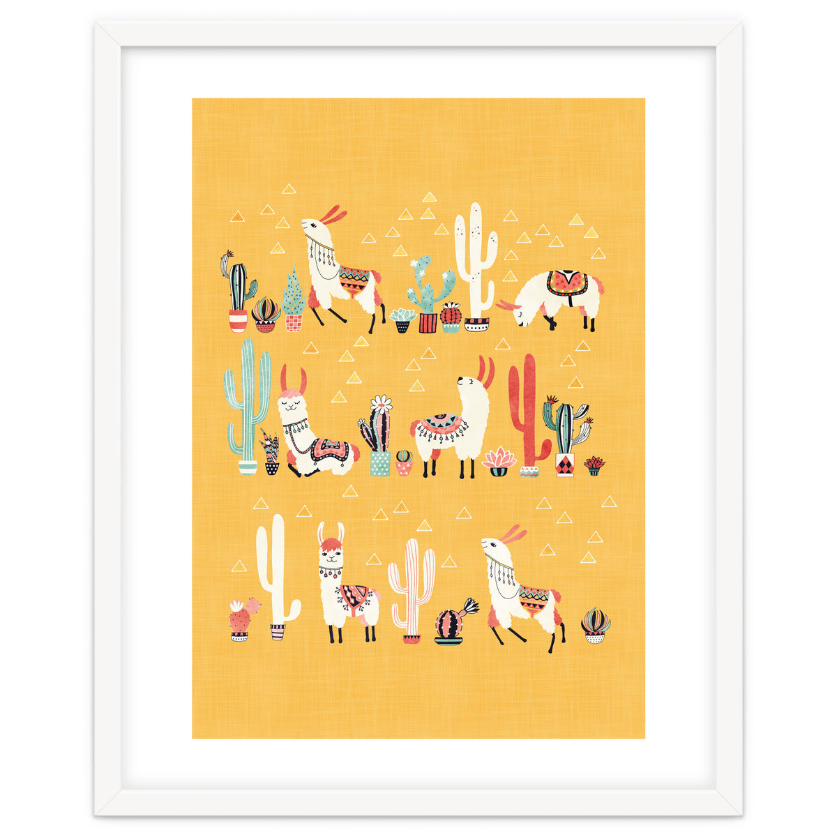 Happy Llama With Cactus In A Pot