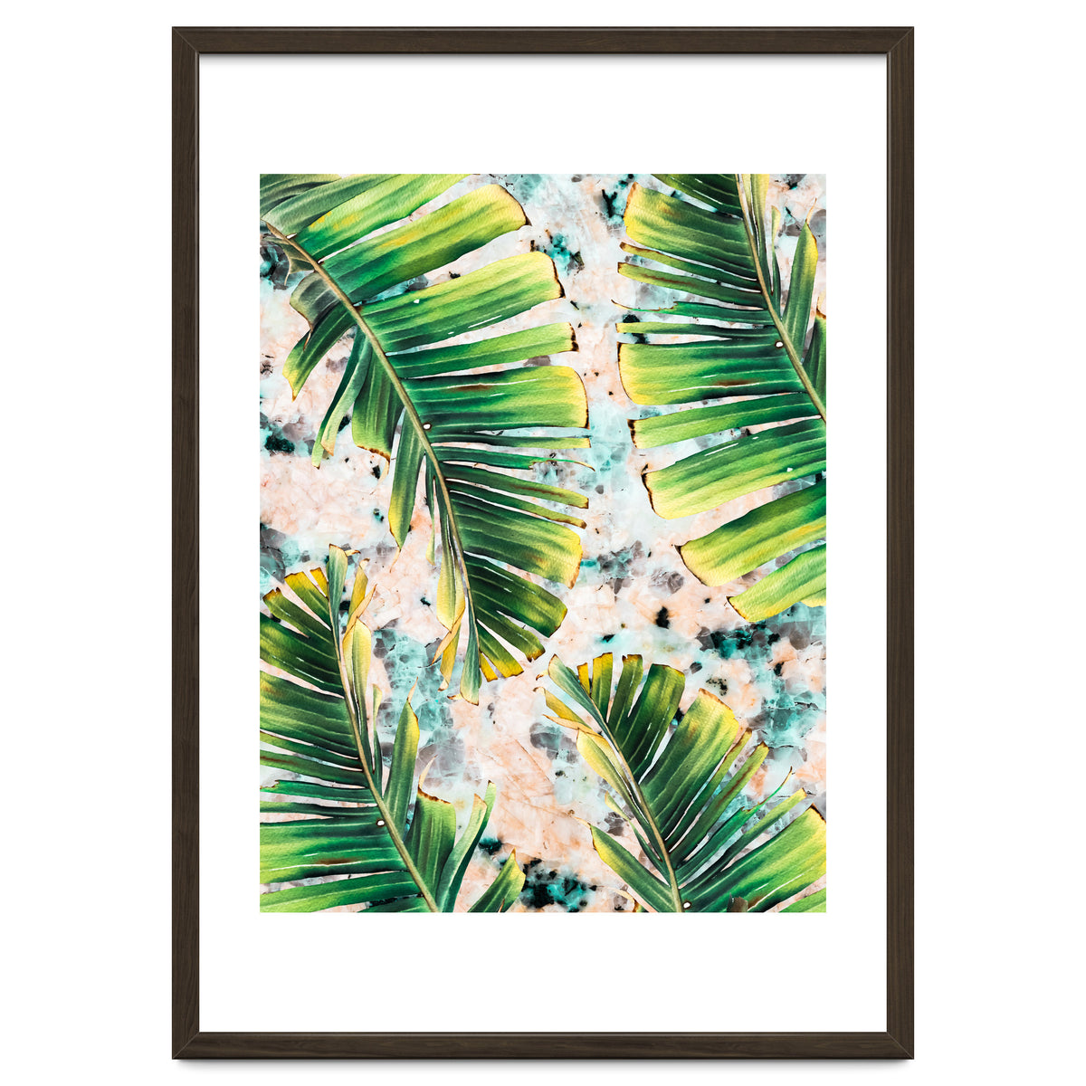 Palm leaf on marble 02