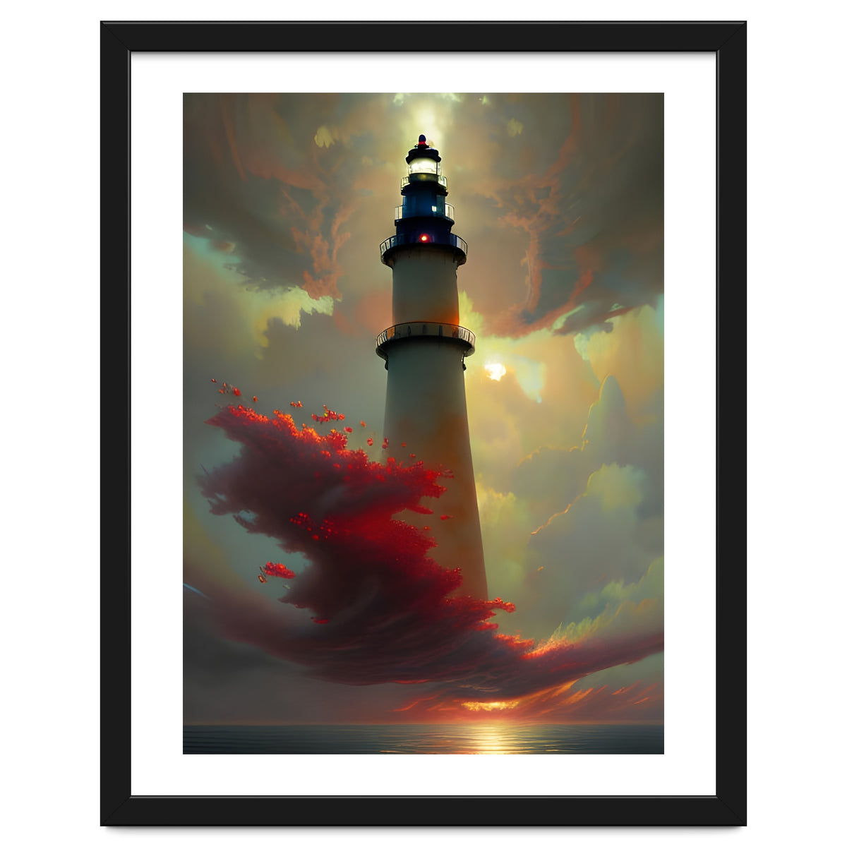 Lighthouse floating in the Sunset Clouds