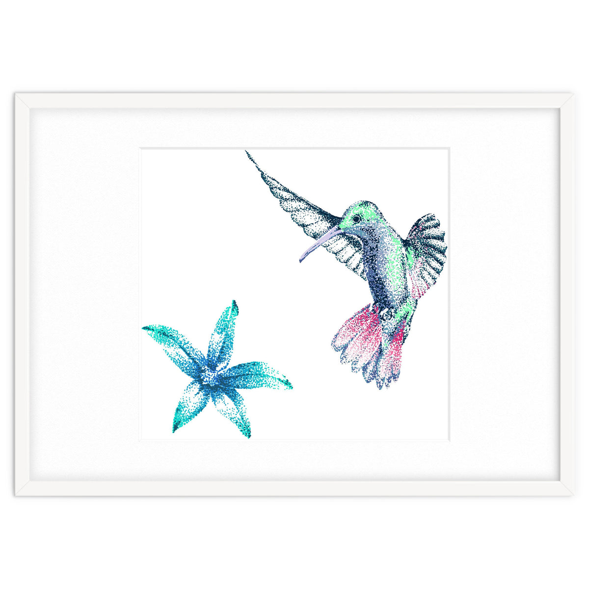 Green Hummingbird And Tropical Flower