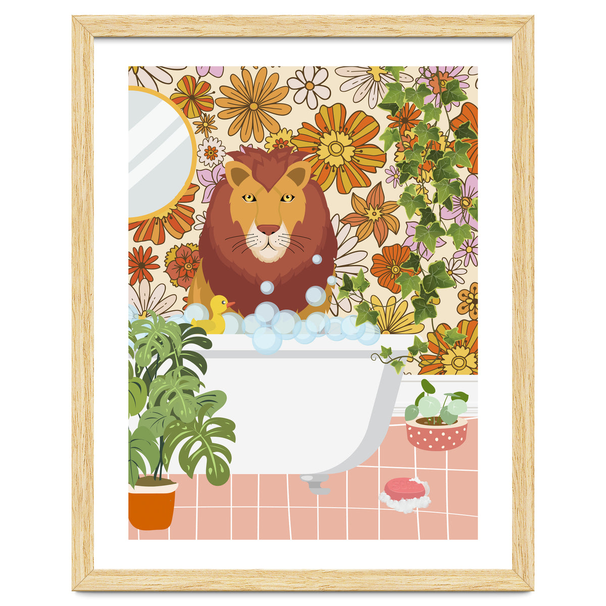 Lion Bathing on Groovy Bathroom