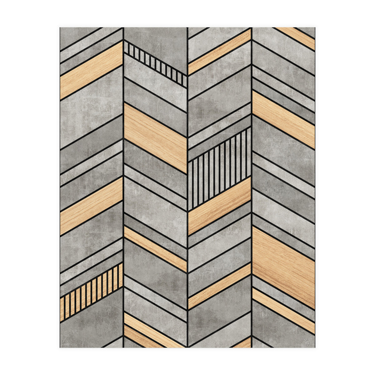 Abstract Chevron Pattern - Concrete and Wood (Print Only)