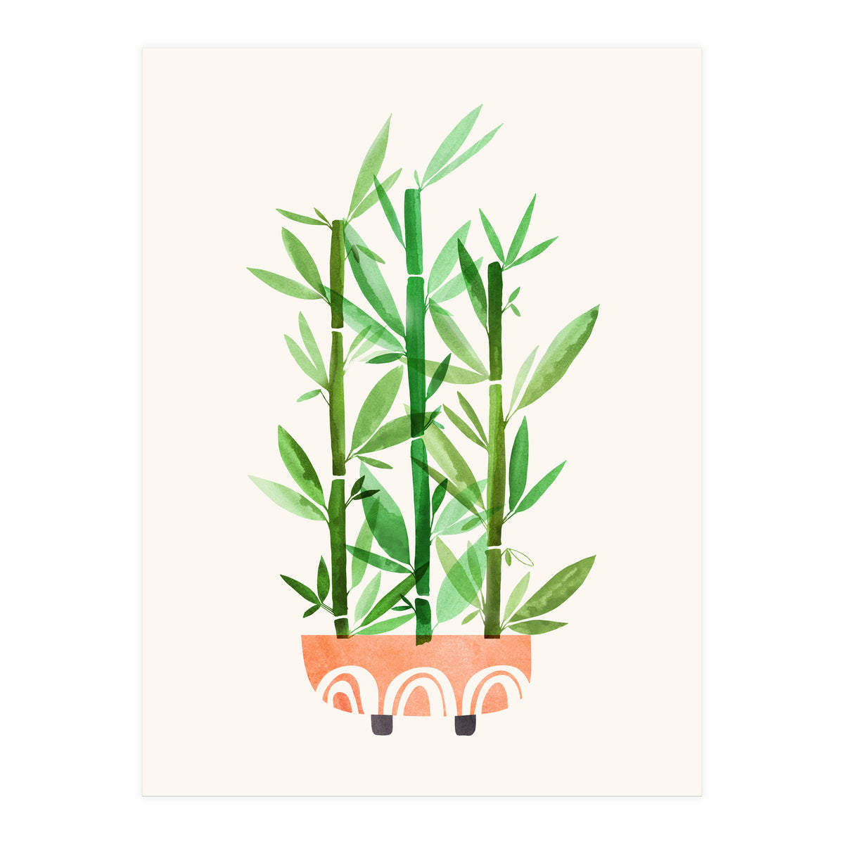Happy Bamboo Houseplant (Print Only)