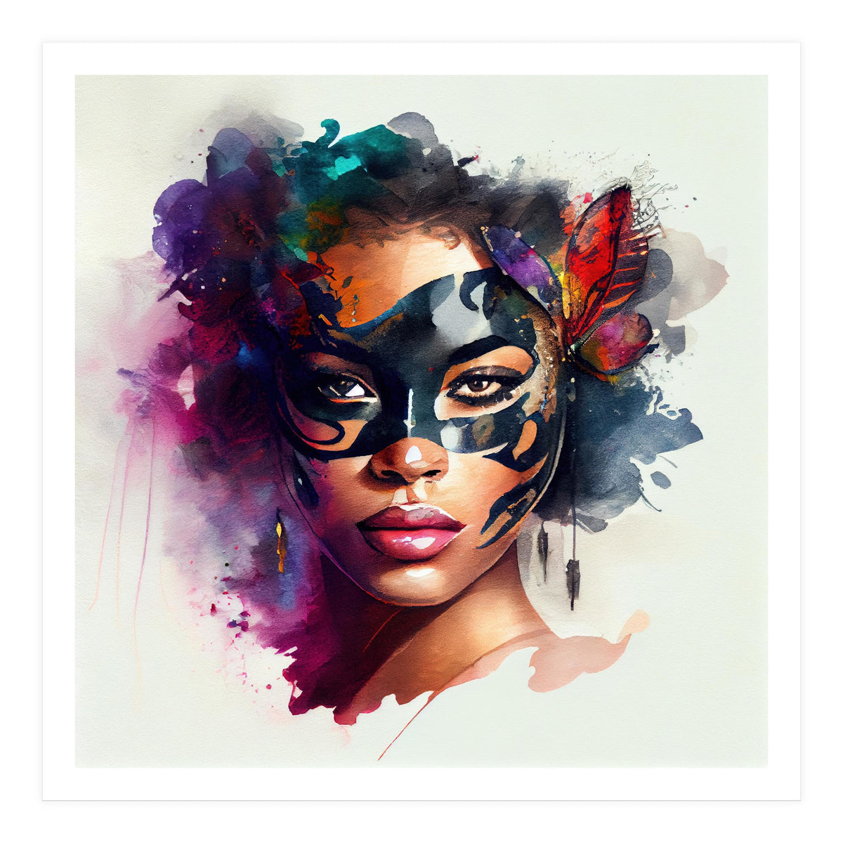 Watercolor Carnival Woman #2 (Print Only)