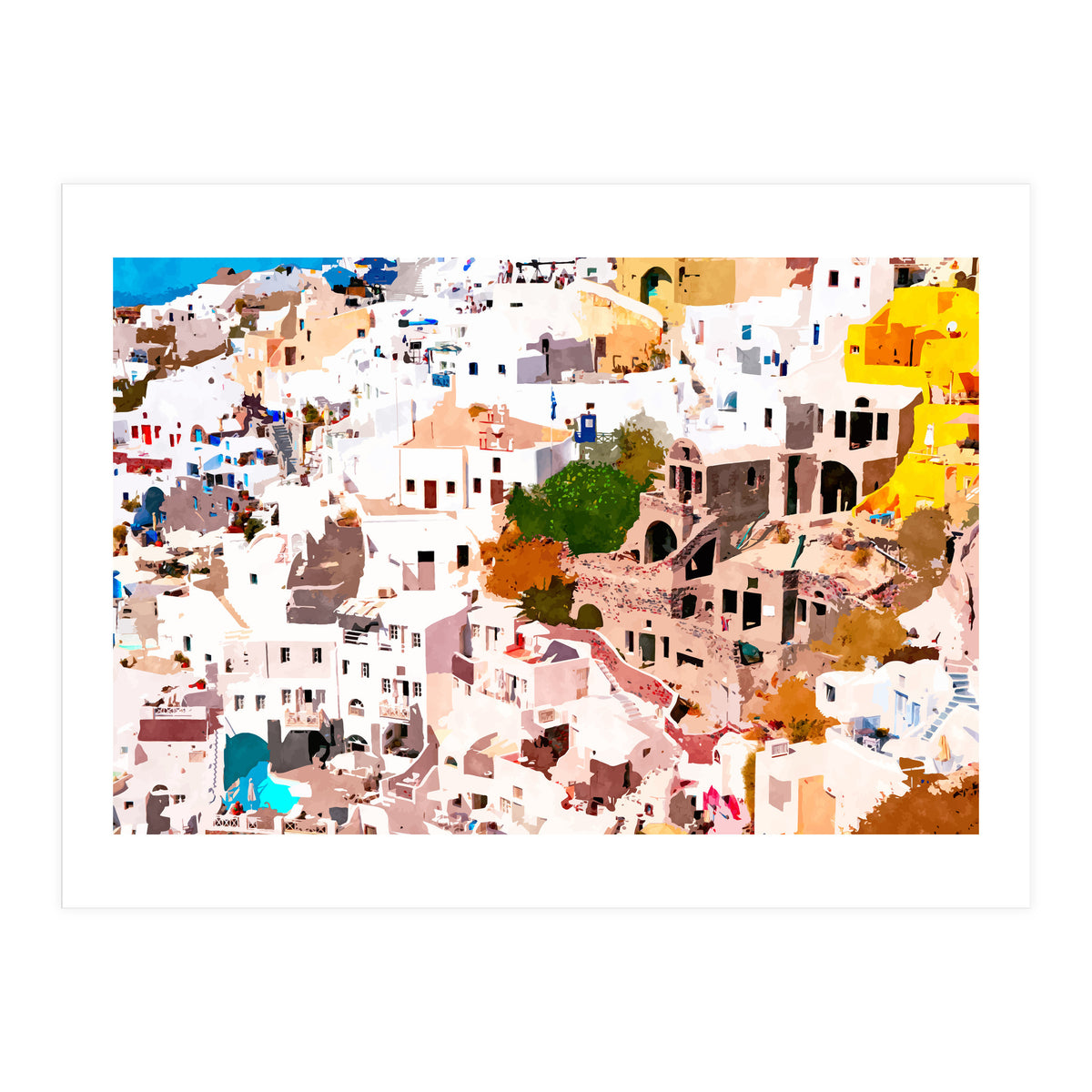 Travel Far Enough, You Meet Yourself Illustration, Spain Citiscape Architecture Painting, Buildings (Print Only)