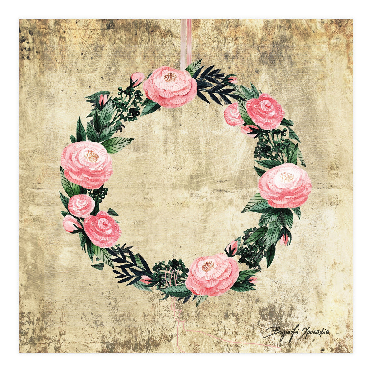 Wreath #Rose Flowers #Royal collection (Print Only)