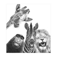 Black and White Jungle Animal Friends (Print Only)